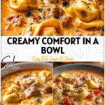 Bowl of creamy tortellini and sausage soup garnished with herbs, a cozy Easy Weeknight Tortellini Soup idea. 2026